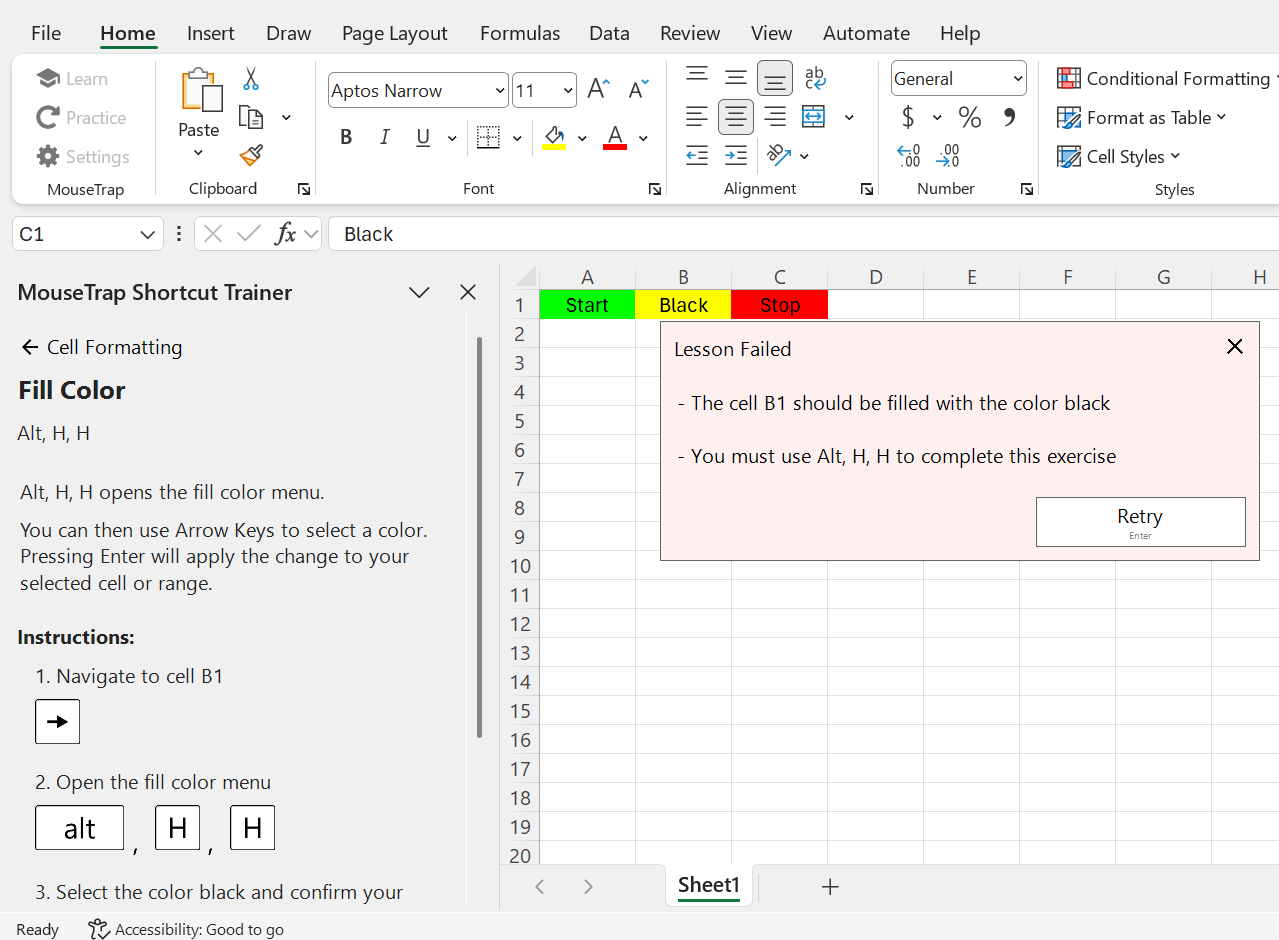 MouseTrap installed in Excel toolbar